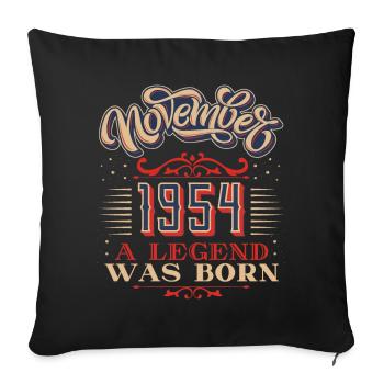 1954, anniversaire, novembre 1954, 11.1954, 11-1954 - Housse de coussin décorative 45 x 45 cm - noir - Devant