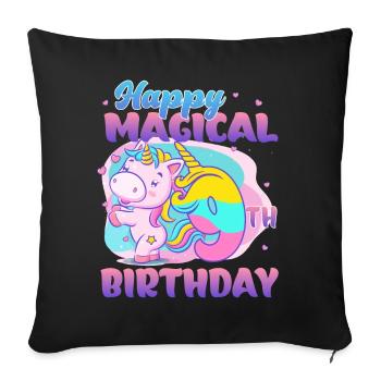 Happy 9th Birthday Unicorn Pony - Sofa pillowcase 17,3'' x 17,3'' (45 x 45 cm) - black - Front