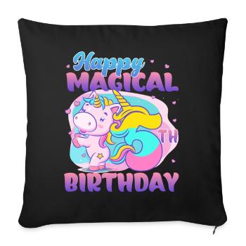 Happy Magical 5th Birthday Unicorn Pony - Sofa pillowcase 17,3'' x 17,3'' (45 x 45 cm) - black - Front