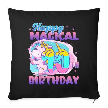 Happy 10th Birthday Unicorn Pony - Sofa pillowcase 17,3'' x 17,3'' (45 x 45 cm) - black - Front