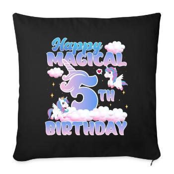Happy Magical 5th Birthday Unicorn Pony - Sofa pillowcase 17,3'' x 17,3'' (45 x 45 cm) - black - Front