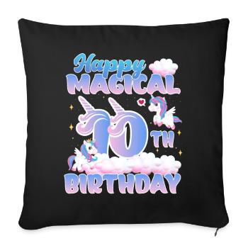 Happy Magical 10th Birthday Unicorn Pony - Sofa pillowcase 17,3'' x 17,3'' (45 x 45 cm) - black - Front