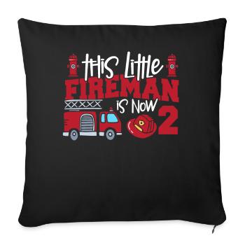 This little firefighter is now 2, - Sofa pillowcase 17,3'' x 17,3'' (45 x 45 cm) - black - Front