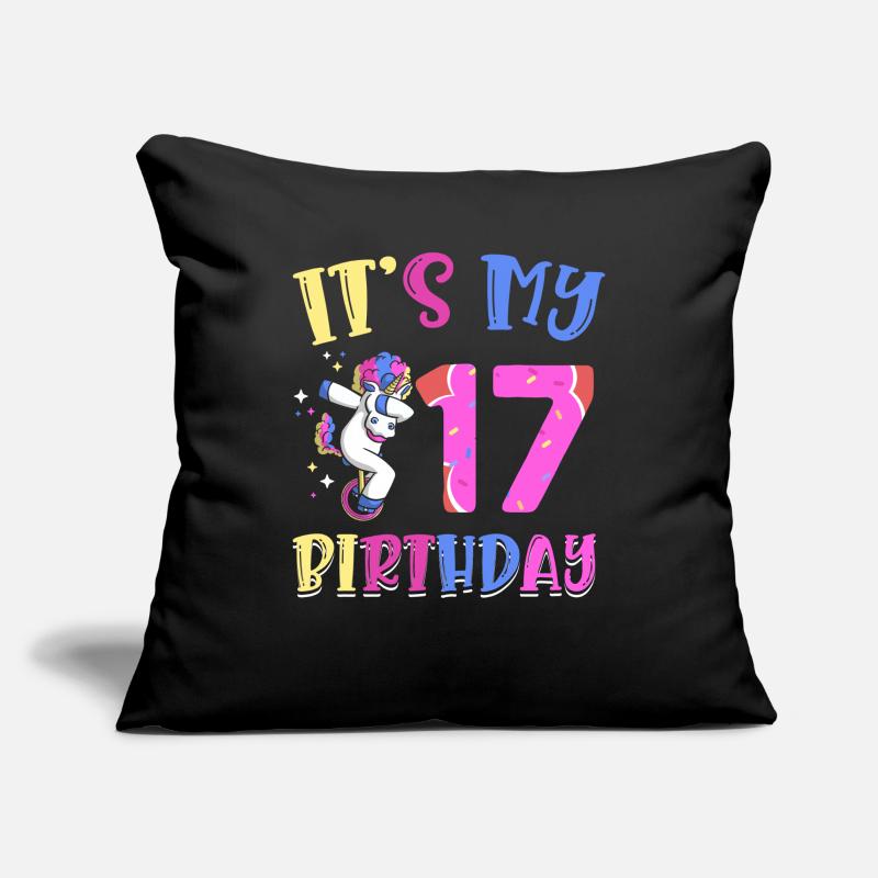 C’est mon 17e anniversaire de poney licorne éclatant Housse de coussin décorative 45 x 45 cm