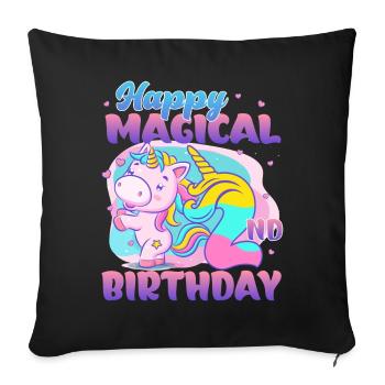 Happy Magical 2nd Birthday Unicorn Pony - Sofa pillowcase 17,3'' x 17,3'' (45 x 45 cm) - black - Front
