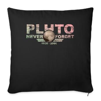 Never Forget Pluto Design Retro Style Funny Space - Sofakissenbezug 45 x 45 cm - Schwarz - Vorne
