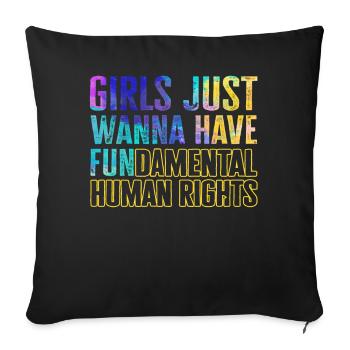 Les filles veulent juste avoir des droits humains fondamentaux - Housse de coussin décorative 45 x 45 cm - noir - Devant