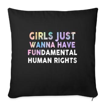 Les filles veulent juste avoir des droits humains fondamentaux - Housse de coussin décorative 45 x 45 cm - noir - Devant
