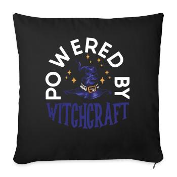 Powered By Witchcraft Witch Hat Spooky Wizardry - Sofa pillowcase 17,3'' x 17,3'' (45 x 45 cm) - black - Front