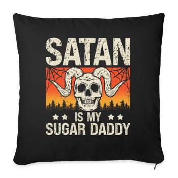 Satan est mon sugar daddy Spooky Halloween Vacances - Housse de coussin décorative 45 x 45 cm - noir - Devant