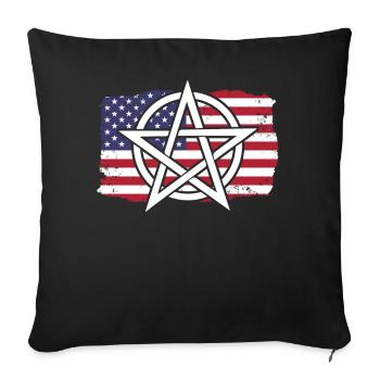 American Flag Witchcraft Wizardry Pentagram - Sofa pillowcase 17,3'' x 17,3'' (45 x 45 cm) - black - Front