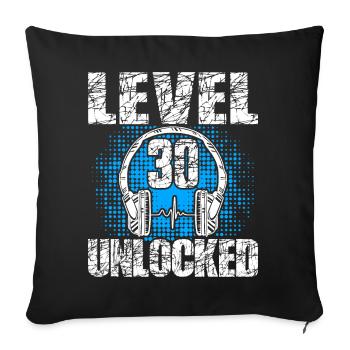 Niveau 30 Cadeau d’anniversaire débloqué 30 ans - Housse de coussin décorative 45 x 45 cm - noir - Devant