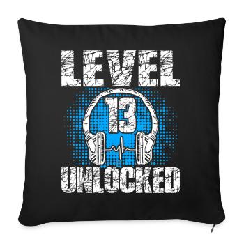 Level 13 Unlocked Birthday Gift 13 years - Sofa pillowcase 17,3'' x 17,3'' (45 x 45 cm) - black - Front