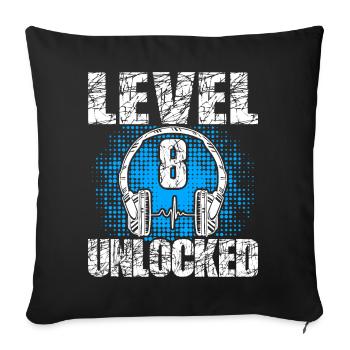 Niveau 8 Cadeau d’anniversaire débloqué 8 ans 8. - Housse de coussin décorative 45 x 45 cm - noir - Devant