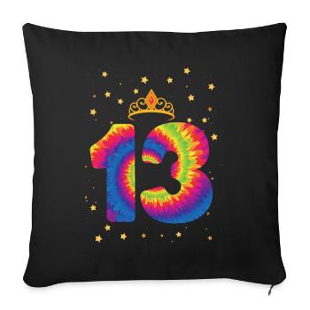 13th birthday Krone | Tie Dye Themed Birthday | - Sofa pillowcase 17,3'' x 17,3'' (45 x 45 cm) - black - Front