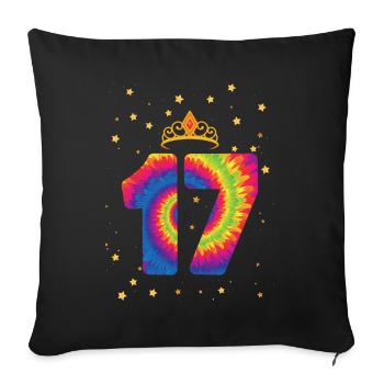 17th birthday Krone | Tie Dye Themed Birthday | - Sofa pillowcase 17,3'' x 17,3'' (45 x 45 cm) - black - Front