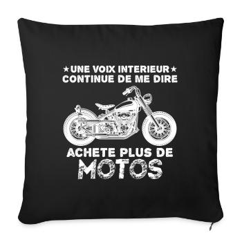 une voix intérieure Motos| Motard - Housse de coussin décorative 45 x 45 cm - noir - Devant