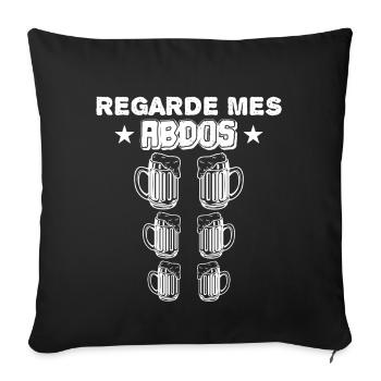 Regarde mes abdos bière cadeau alcool ! - Housse de coussin décorative 45 x 45 cm - noir - Devant