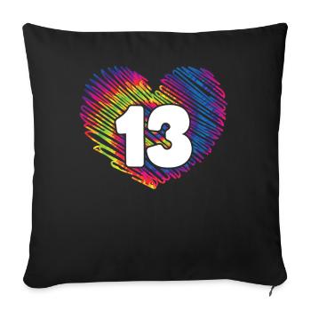 13th Birthday Heart Tie Dye | Tie Dye Themed - Sofa pillowcase 17,3'' x 17,3'' (45 x 45 cm) - black - Front
