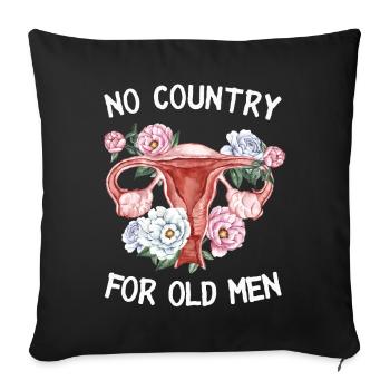 Pas de pays pour les vieillards utérus floral féministe - Housse de coussin décorative 45 x 45 cm - noir - Devant