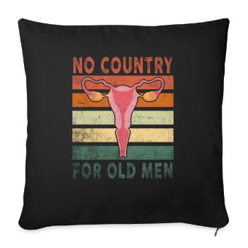 Pas de pays pour les vieillards utérus floral féministe - Housse de coussin décorative 45 x 45 cm - noir - Devant