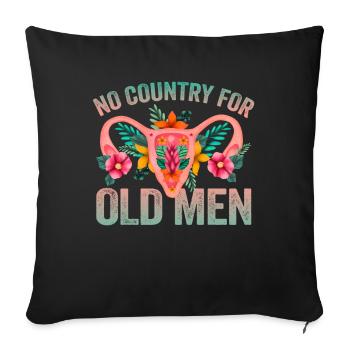 Pas de pays pour les vieillards utérus floral féministe - Housse de coussin décorative 45 x 45 cm - noir - Devant