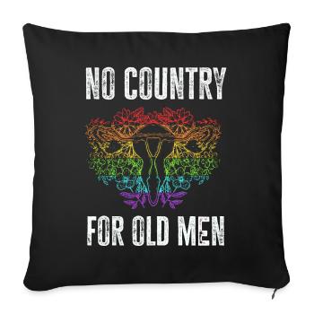 Pas de pays pour les vieillards utérus floral féministe - Housse de coussin décorative 45 x 45 cm - noir - Devant