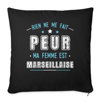 Marseille idée cadeau couple région Marseillaise - Housse de coussin décorative 45 x 45 cm - noir - Devant