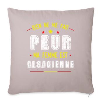 Alsacienne idée cadeau région Alsace Couple Humour - Housse de coussin décorative 45 x 45 cm - taupe clair - Devant