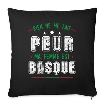 Idée cadeau Basque, humour région citations couple - Housse de coussin décorative 45 x 45 cm - noir - Devant