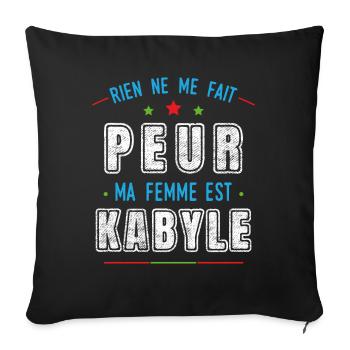 Kabyle, idée cadeau drapeau Kabyle humour couple - Housse de coussin décorative 45 x 45 cm - noir - Devant