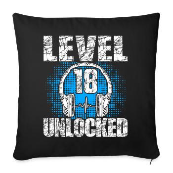 Level 18 Unlocked Birthday Gift 18 years - Sofa pillowcase 17,3'' x 17,3'' (45 x 45 cm) - black - Front