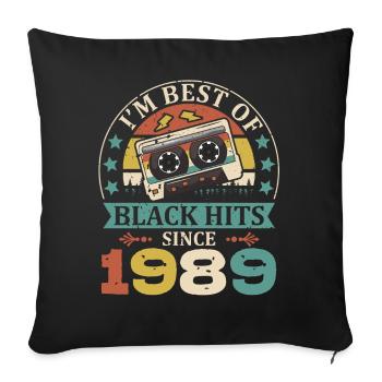 I’m Best Of Black Hits Cassette depuis 1989 - Housse de coussin décorative 45 x 45 cm - noir - Devant
