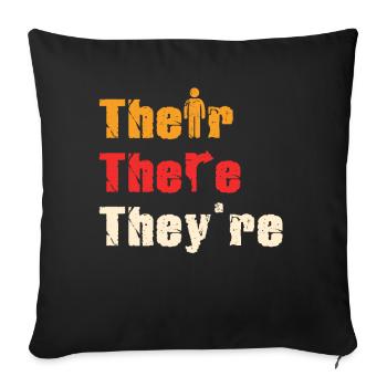 Their There They're English Teacher Grammar - Sofakissenbezug 45 x 45 cm - Schwarz - Vorne