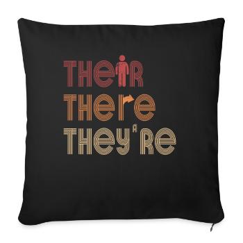 Their There They're English Teacher Grammar - Sofakissenbezug 45 x 45 cm - Schwarz - Vorne