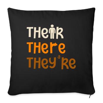 Their There They're English Teacher Grammar - Sofakissenbezug 45 x 45 cm - Schwarz - Vorne