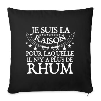 Bière alcool. Cadeau humour apéritif. Rhum - Housse de coussin décorative 45 x 45 cm - noir - Devant