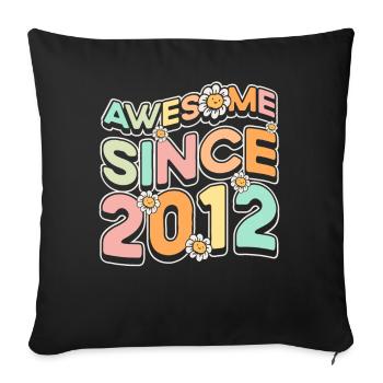 Fantastic Since 2012 Flower Theme - Sofa pillowcase 17,3'' x 17,3'' (45 x 45 cm) - black - Front