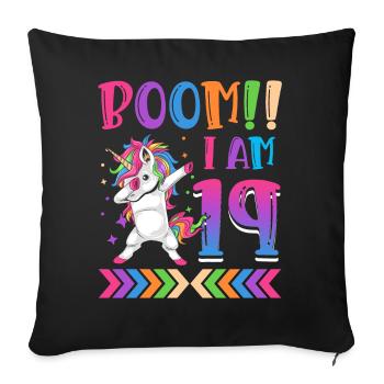 Boom!! Ich Bin 19, Buntes Lustiges Einhorn 19. - Sofa pillowcase 17,3'' x 17,3'' (45 x 45 cm) - black - Front