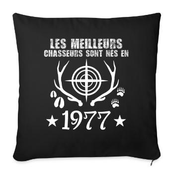 Chasseur | Anniversaire chasseur 1977 - Housse de coussin décorative 45 x 45 cm - noir - Devant