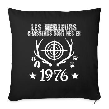 Chasseur | Anniversaire chasseur 1976 - Housse de coussin décorative 45 x 45 cm - noir - Devant