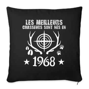 Chasseur | Anniversaire chasseur 1968 - Housse de coussin décorative 45 x 45 cm - noir - Devant