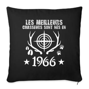 Chasseur | Anniversaire chasseur 1966 - Housse de coussin décorative 45 x 45 cm - noir - Devant
