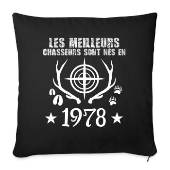 Chasseur | Anniversaire chasseur 1978 - Housse de coussin décorative 45 x 45 cm - noir - Devant
