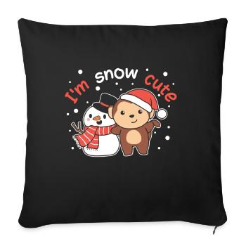 Singe je suis neige mignon bonhomme de neige jeu de mots - Housse de coussin décorative 45 x 45 cm - noir - Devant