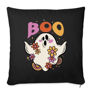 Boo Spooky Floral Flower-lover Ghost Halloween - Sofa pillowcase 17,3'' x 17,3'' (45 x 45 cm) - black - Front