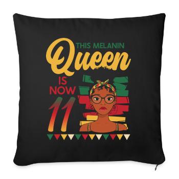 This melanin queen is now 11 years old, 11 - Sofa pillowcase 17,3'' x 17,3'' (45 x 45 cm) - black - Front