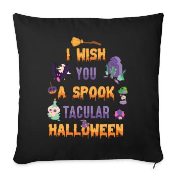 Je vous souhaite une fête d’Halloween effrayante - Housse de coussin décorative 45 x 45 cm - noir - Devant