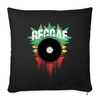 Reggae Music Vinyl and Colors Green Yellow Red - Sofa pillowcase 17,3'' x 17,3'' (45 x 45 cm) - black - Front