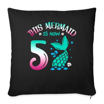 Cette sirène a maintenant 5 ans, conte de fées 5. - Housse de coussin décorative 45 x 45 cm - noir - Devant